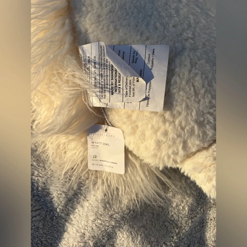 NWT🏷️ Pottery Barn Wyatt Owl Shaped Pillow